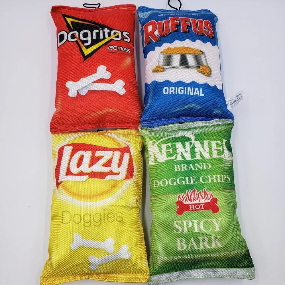4 Chip Bags Dog Toys, Dogritos , Brand New Dog Chew Toys